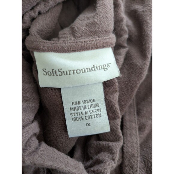 Soft Surroundings Tunic Top Gauzy Boho Cowl Lagenlook Relaxed Dusty Purple 1X - Picture 6 of 10